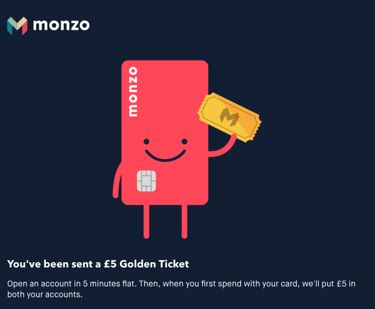Monzo referral link for £5 free money