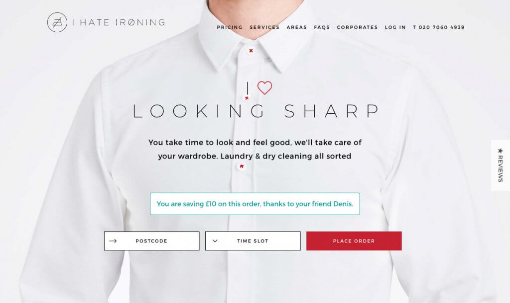 I hate ironing promo code £10 on a first order - refer a friend offer referral code deni4gv