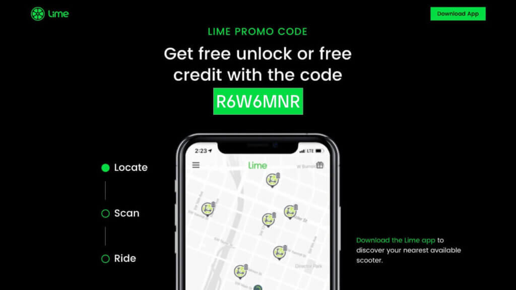 lime referral code, lime bike and electric scooters pormo code for time or free unlock