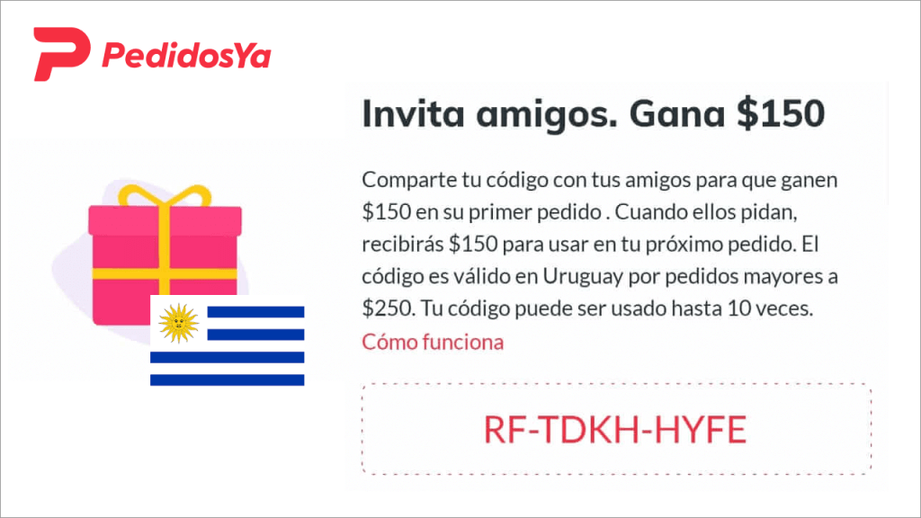 Referral code PedidosYa codigo - Uruguay Descarga PedidosYa, ingresa mi código RF-TDKH-HYFE y gana $150 en tu primer pedido.