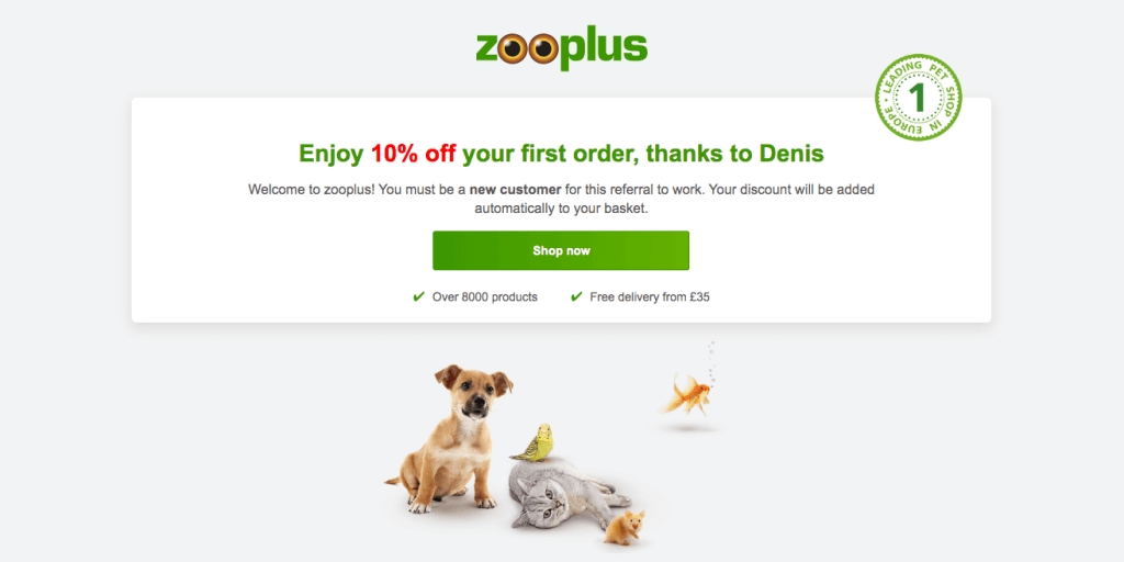 Zooplus code coupon 10% - refer a friend offer. Use this invite link to shop at zooplus and enjoy a discount on your first order.