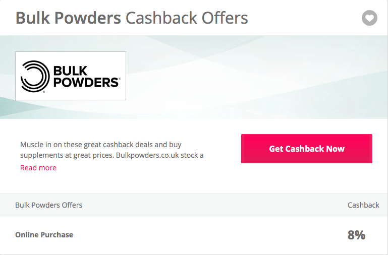 Bulk powders cashback