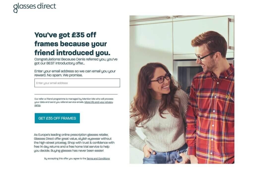 Glasses direct referral invitation for 35 GBP off frames - Glasses direct refer a friend code