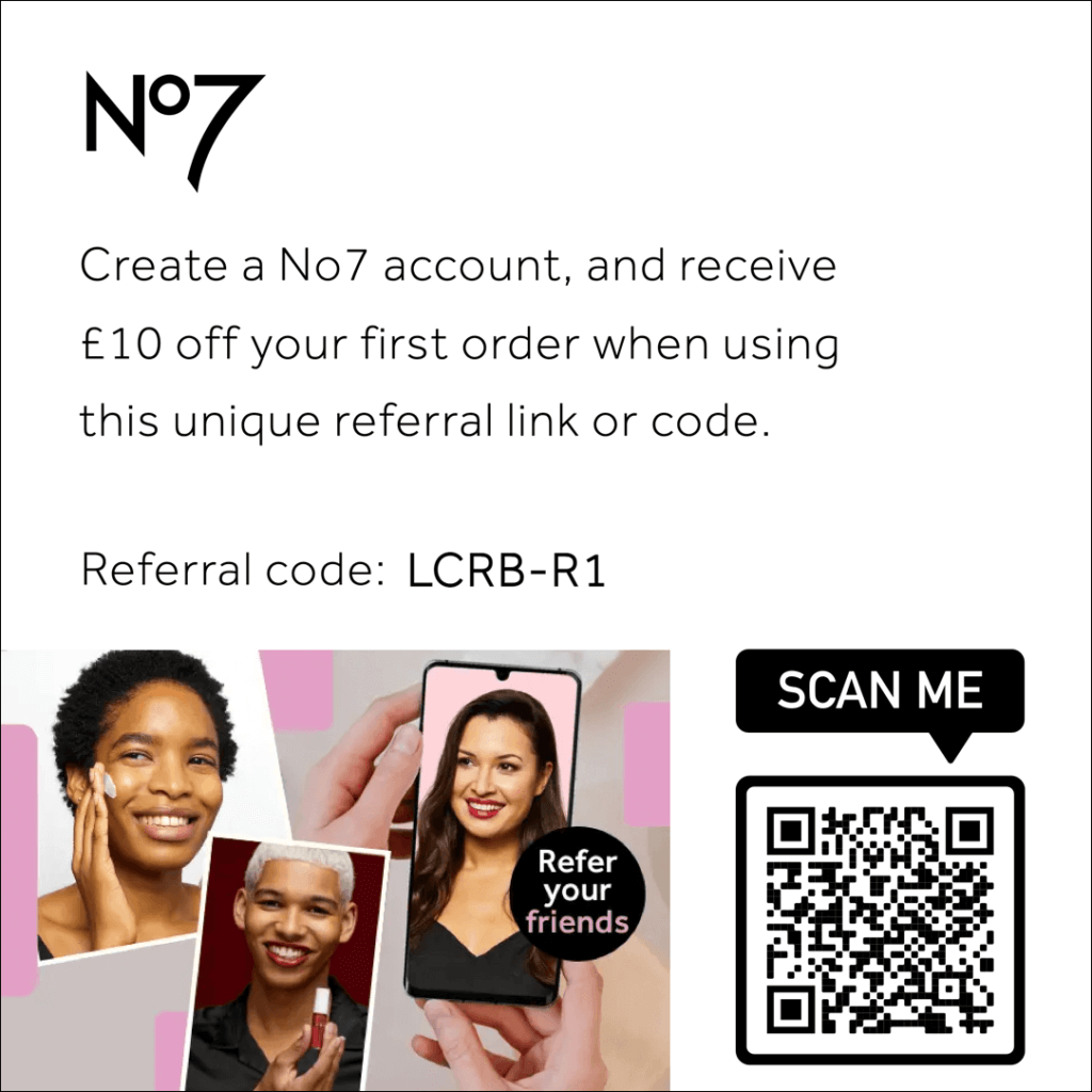 No7 Beauty referral code 10 GBP off your first order with this refer a friend invitation