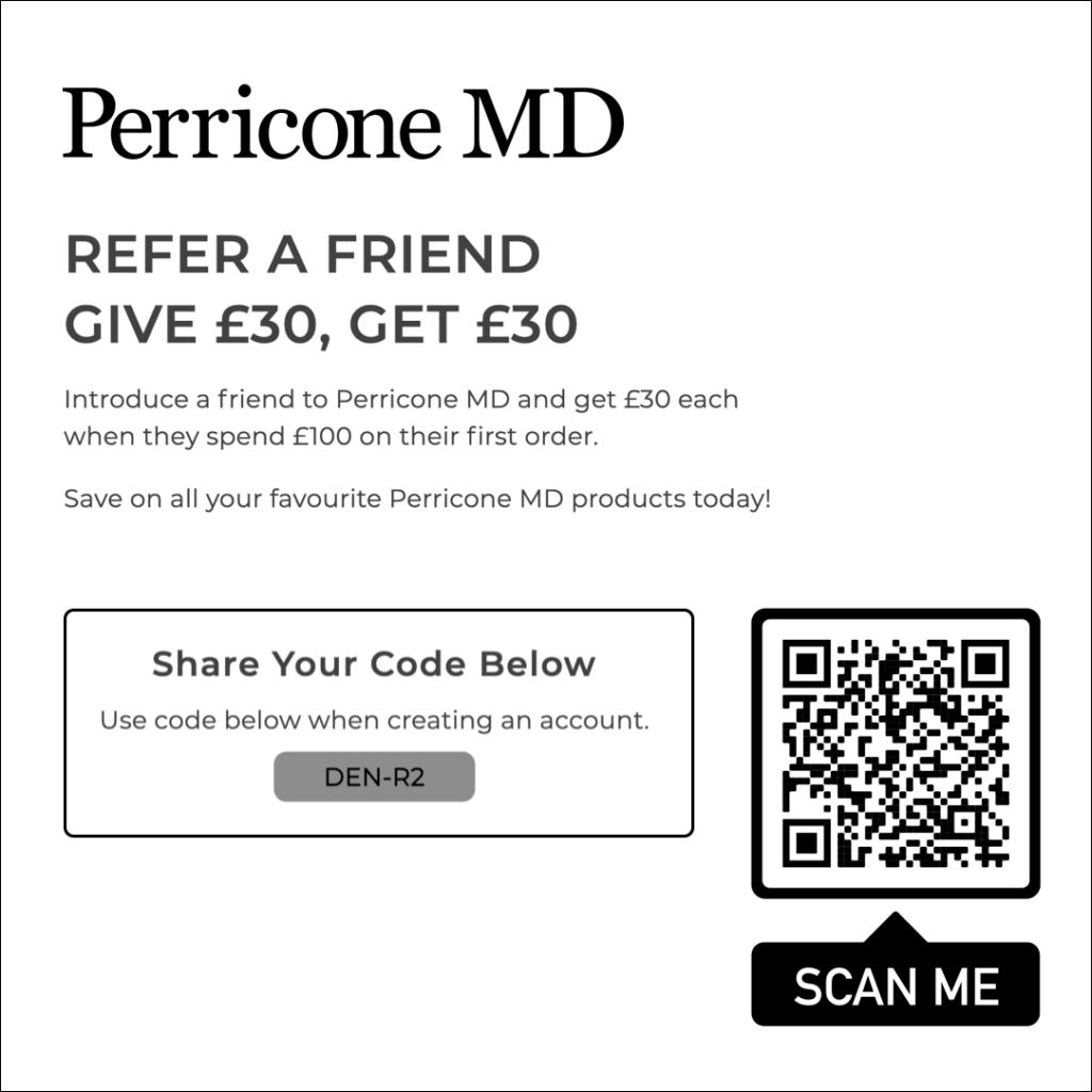 Perricone md referral invitation for a discount on your first order, register with this referral code DEN-R2