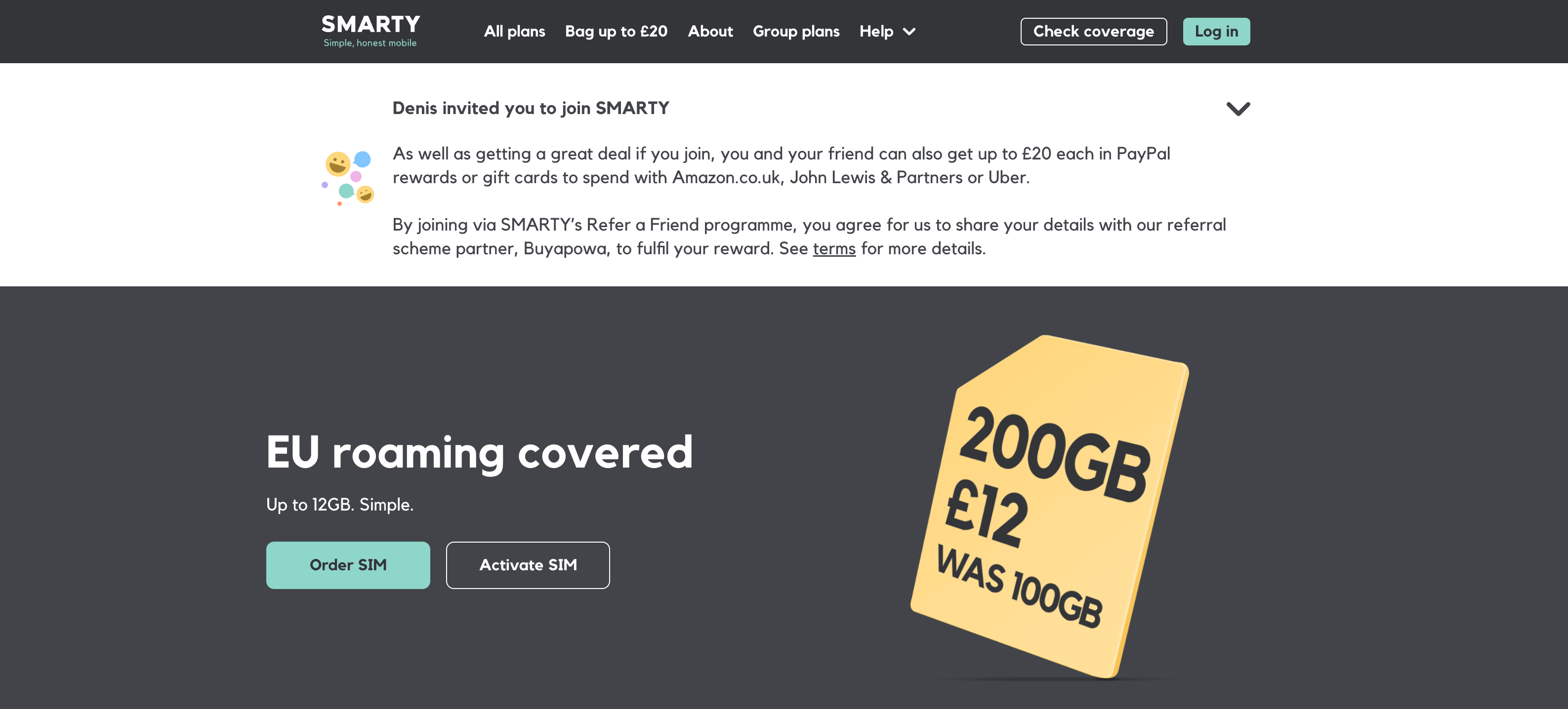 Smarty referral invitation- up to £20 reward when you join with this referral