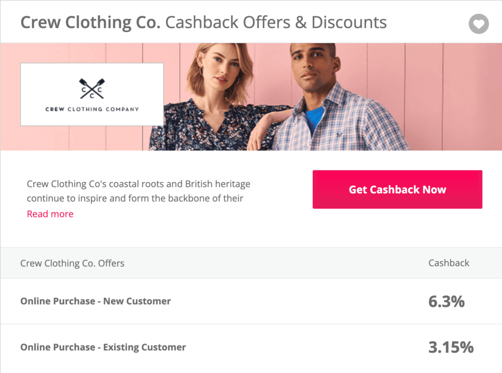 Crew Clothing Co. Cashback Offers