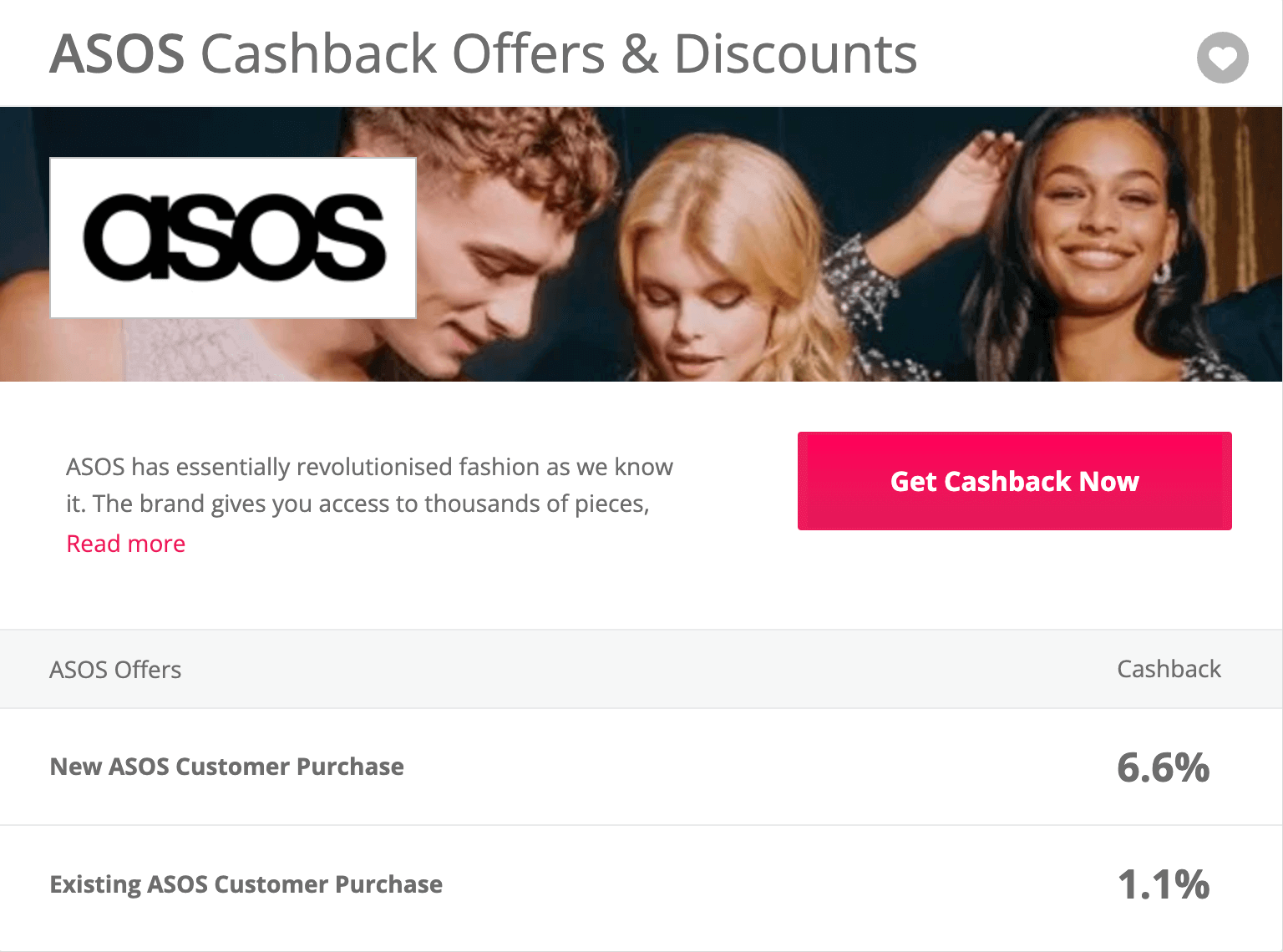 Asos cachback on all your asos order 