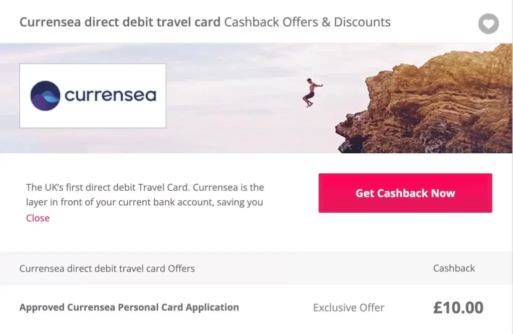 Currensea cashback once you activate your card