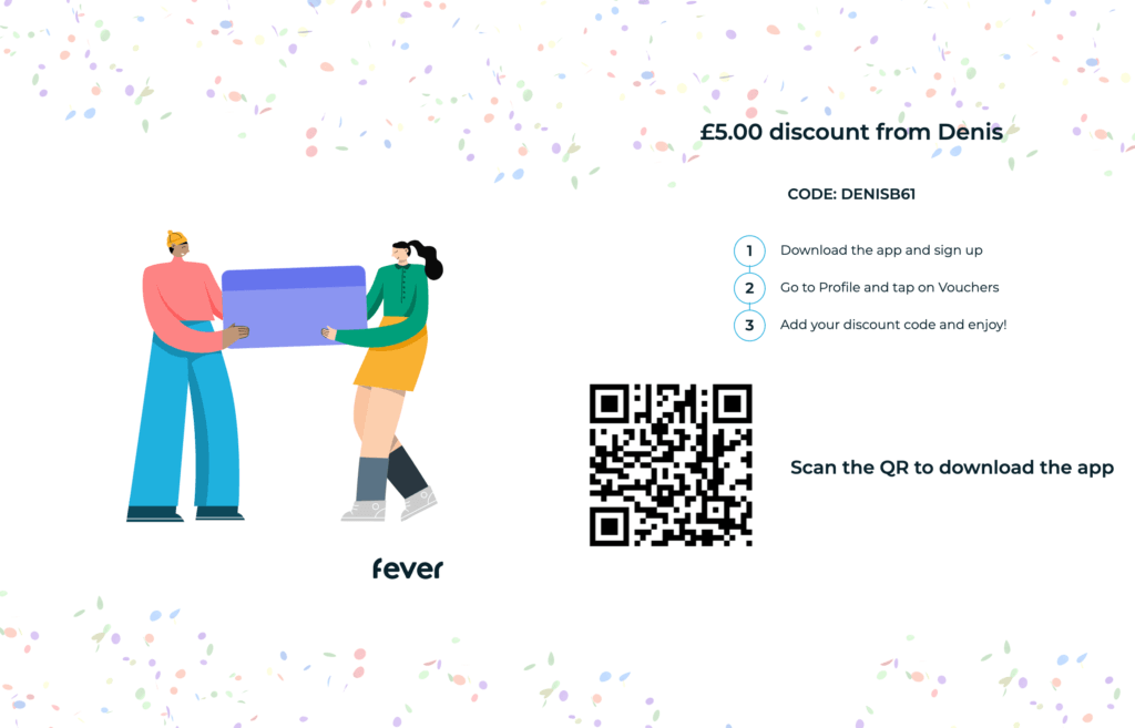 Fever app voucher code get 5 GBP discount first purchase (over £10)