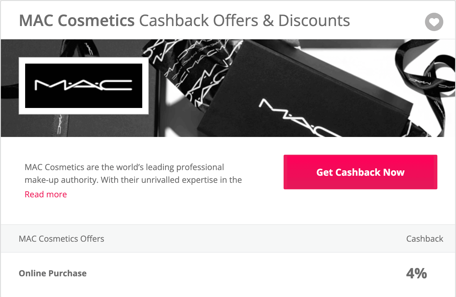 MAC cosmetics cashback