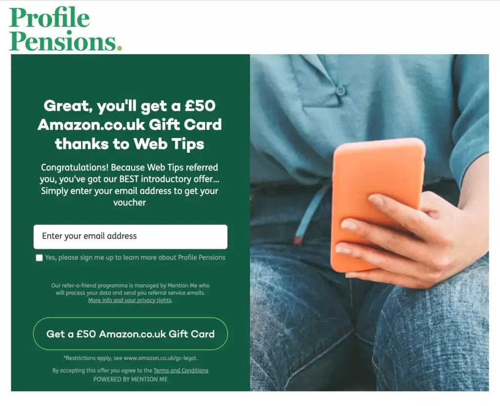 Profile Pension referral code for £50 Amazon gift card