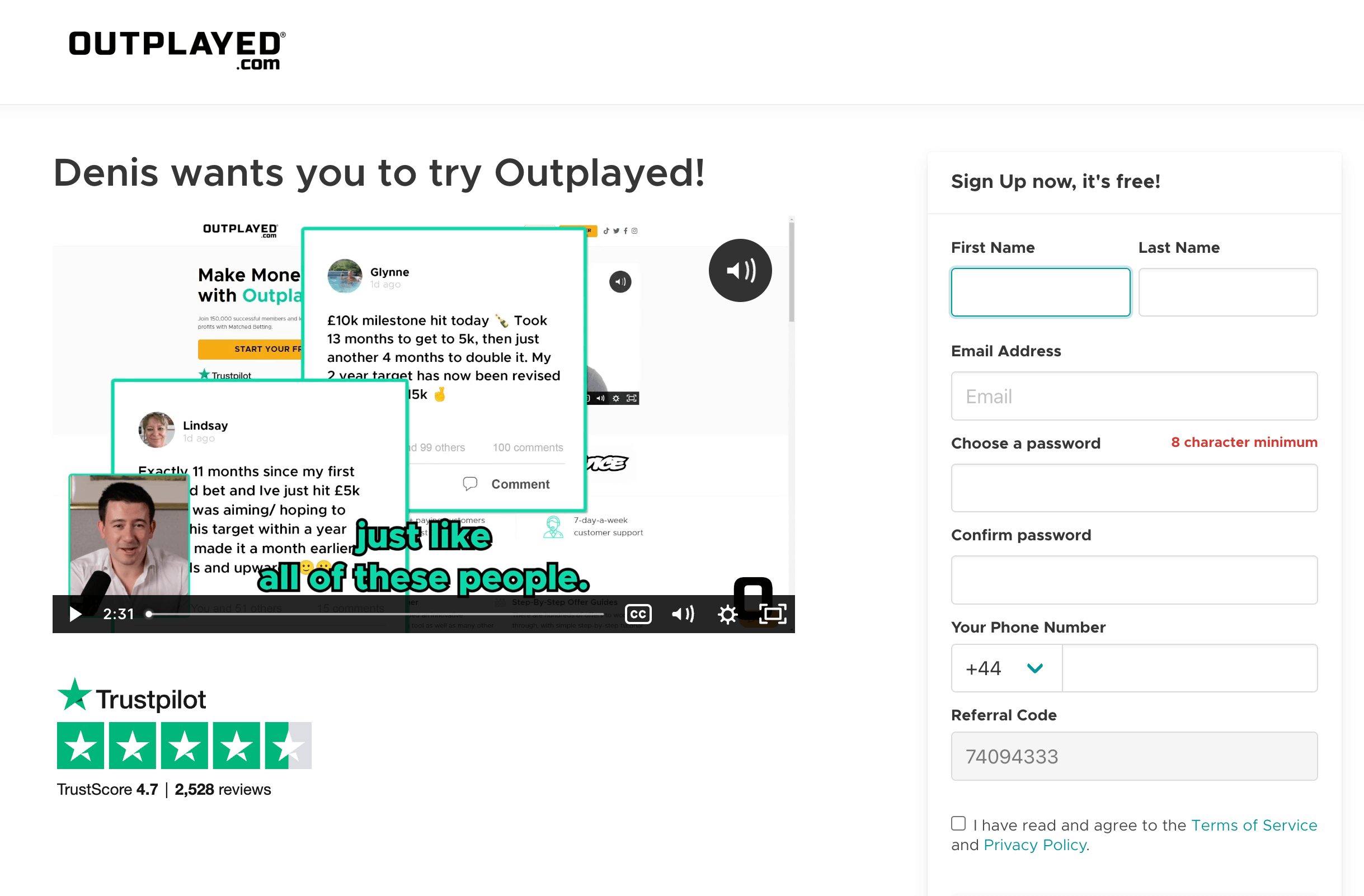 Outplayed.com referral code (refer a friend sign-up offer)