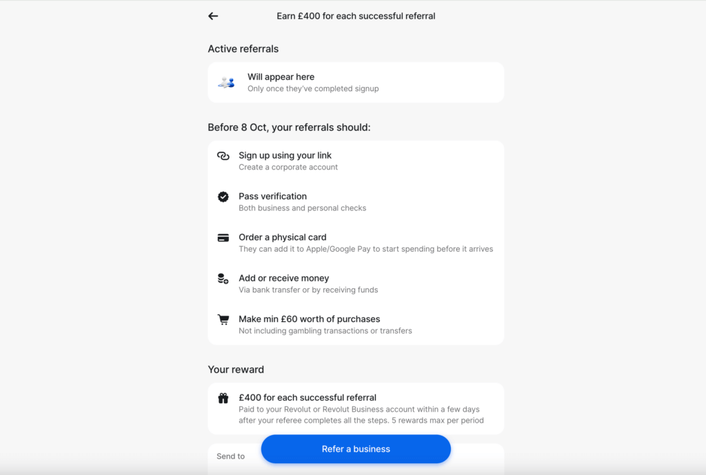 Revolut business: refer a business reward october 2024