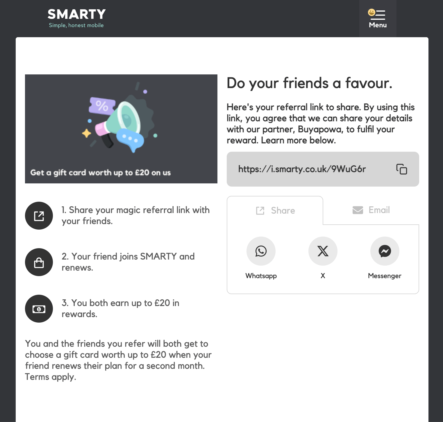 smarty gift card new user offer