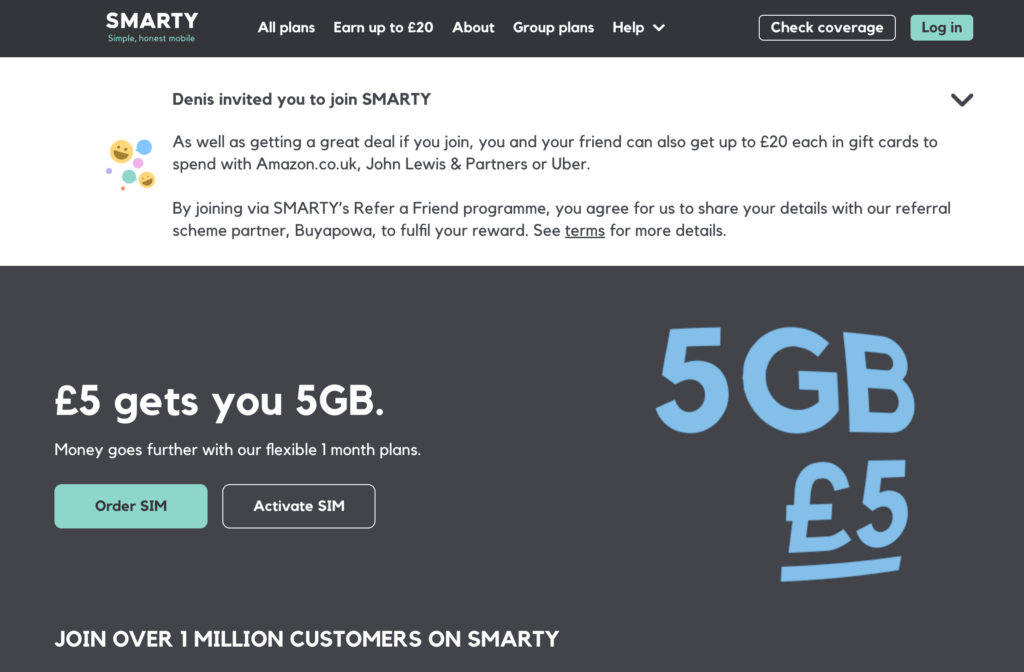 Smarty new user sign-up, get up to £20 in gift cards