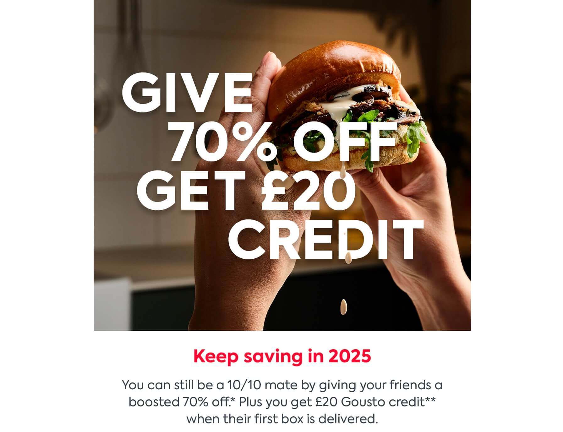 Gousto invite a friend discount code boosted until January 26th 2025