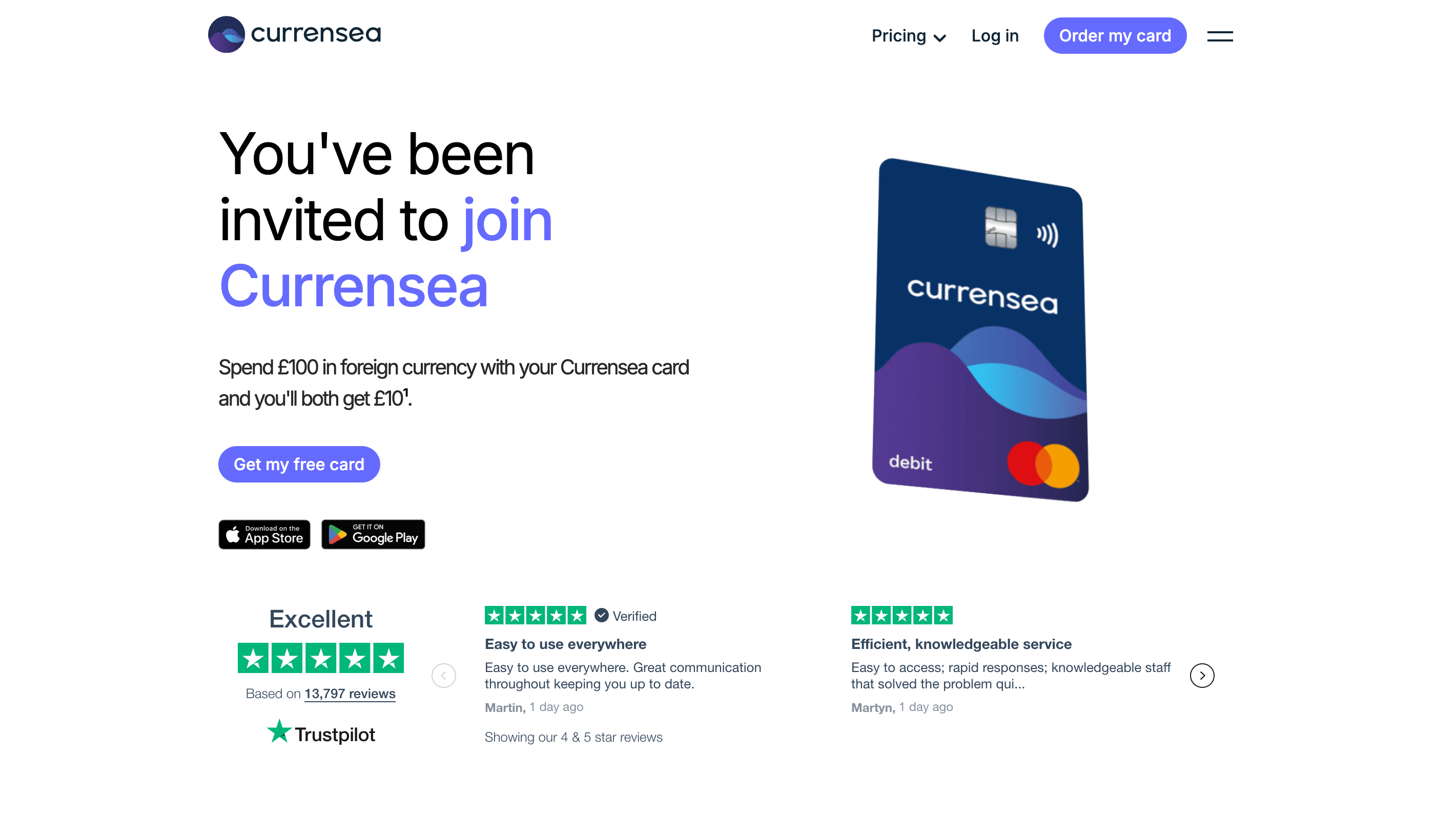 Currensea promo code DBMQQL – earn £10 back after spending £100 in foreign currency with the Currensea card.