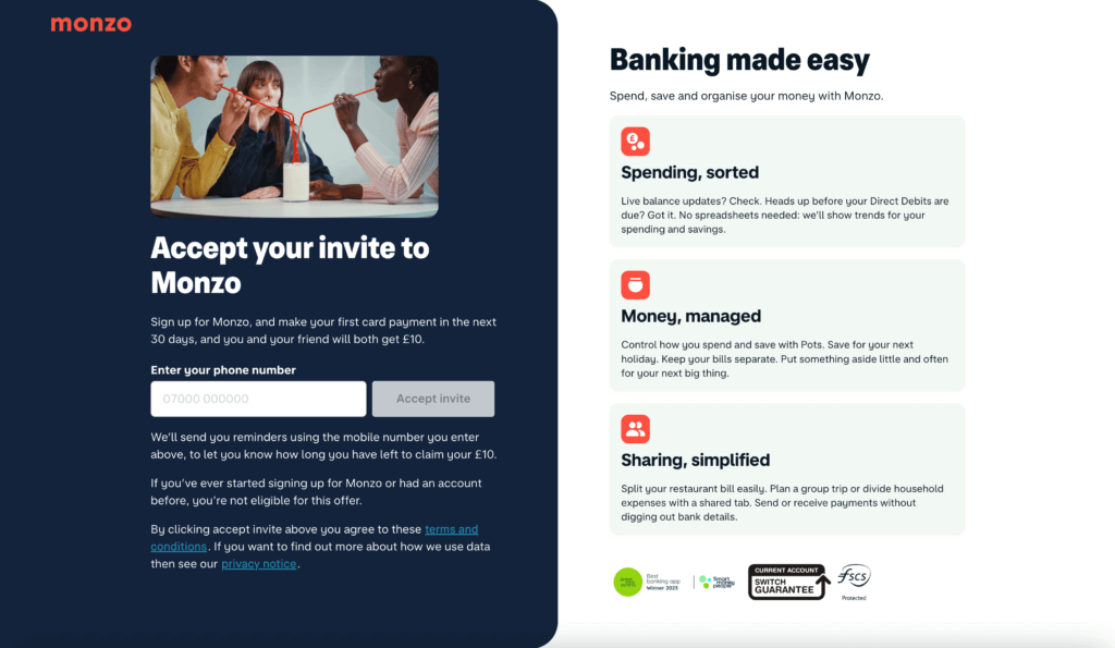 Monzo sign up bonus – get £10 instantly when you create your account and make your first payment