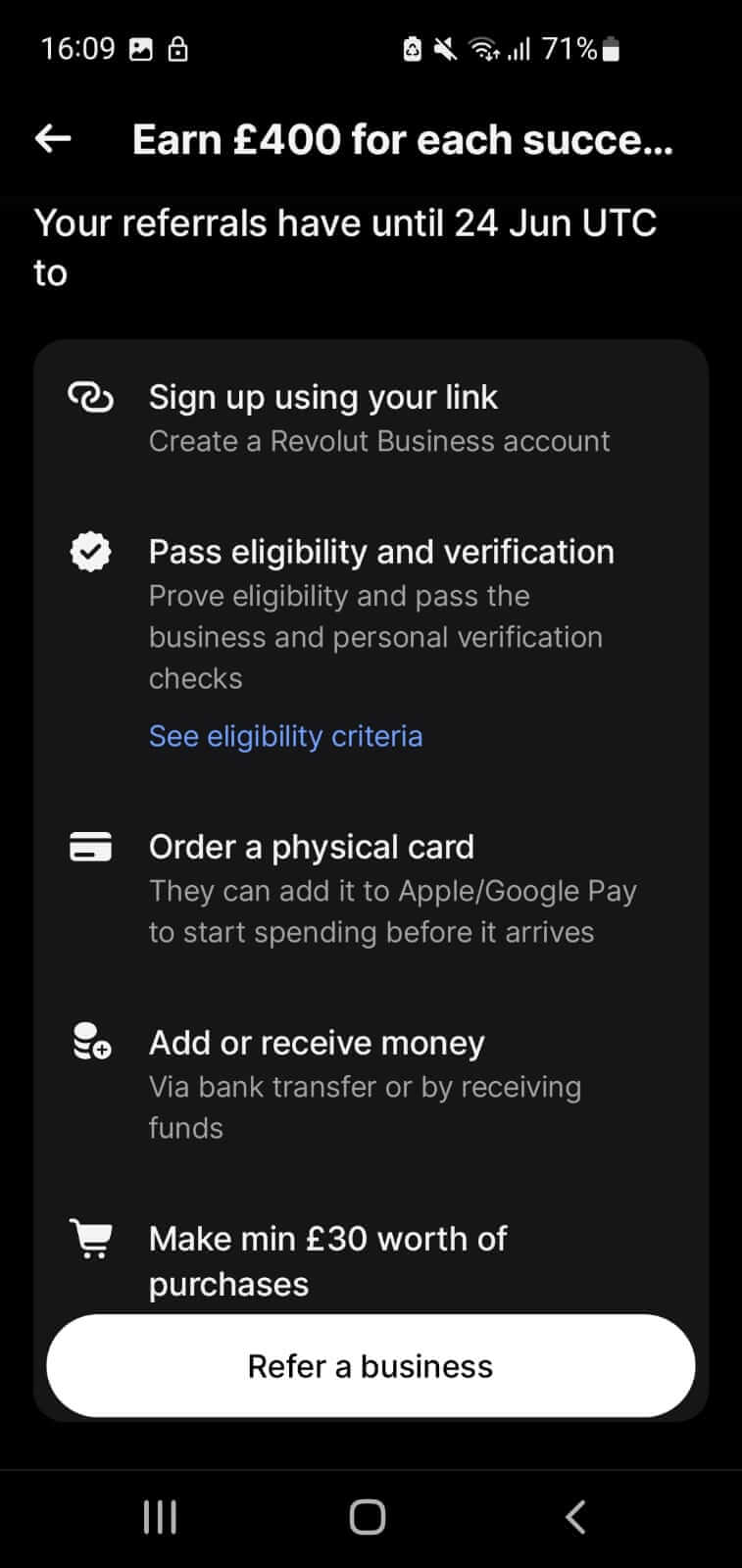Revolut business referral bonus until 24 Jun UTC