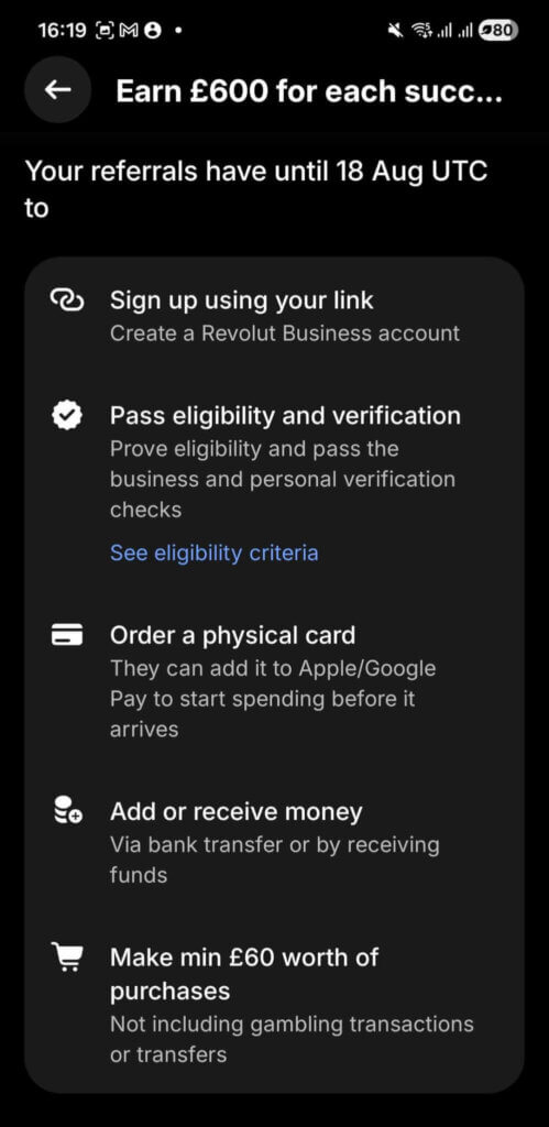 Revolut business referral bonus until August 18 2026 UTC