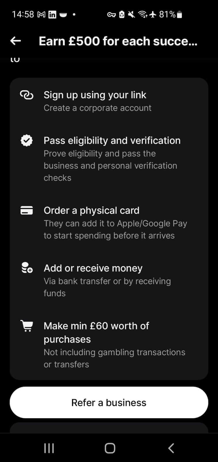 Revolut Business sign up bonus – get £250 reward by signing up with the referral link and meeting the required criteria.