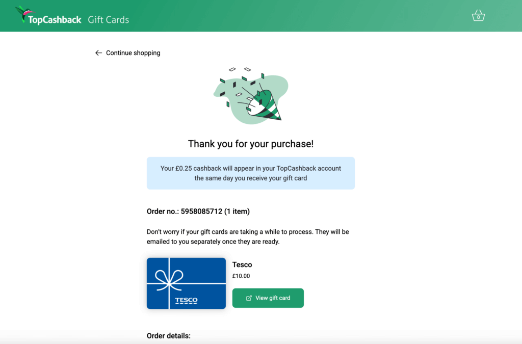 TopCashback Gift Cards - select a gift card and an amount of £10 or more