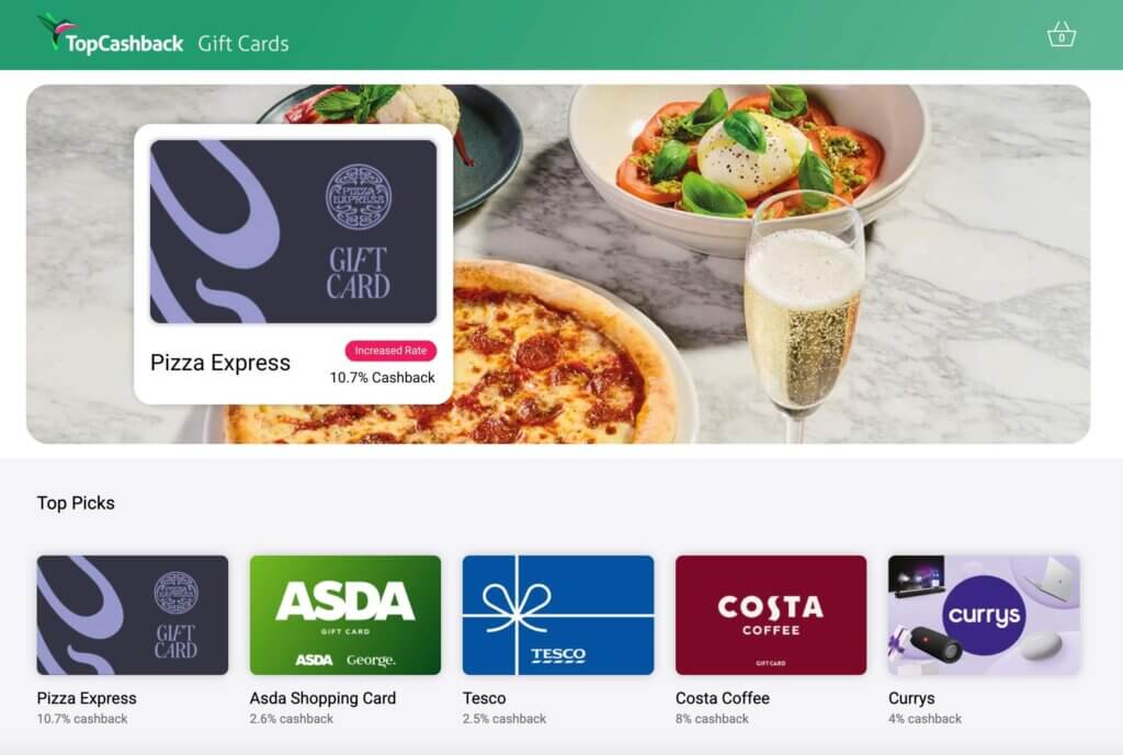 Go to the TopGiftCards section