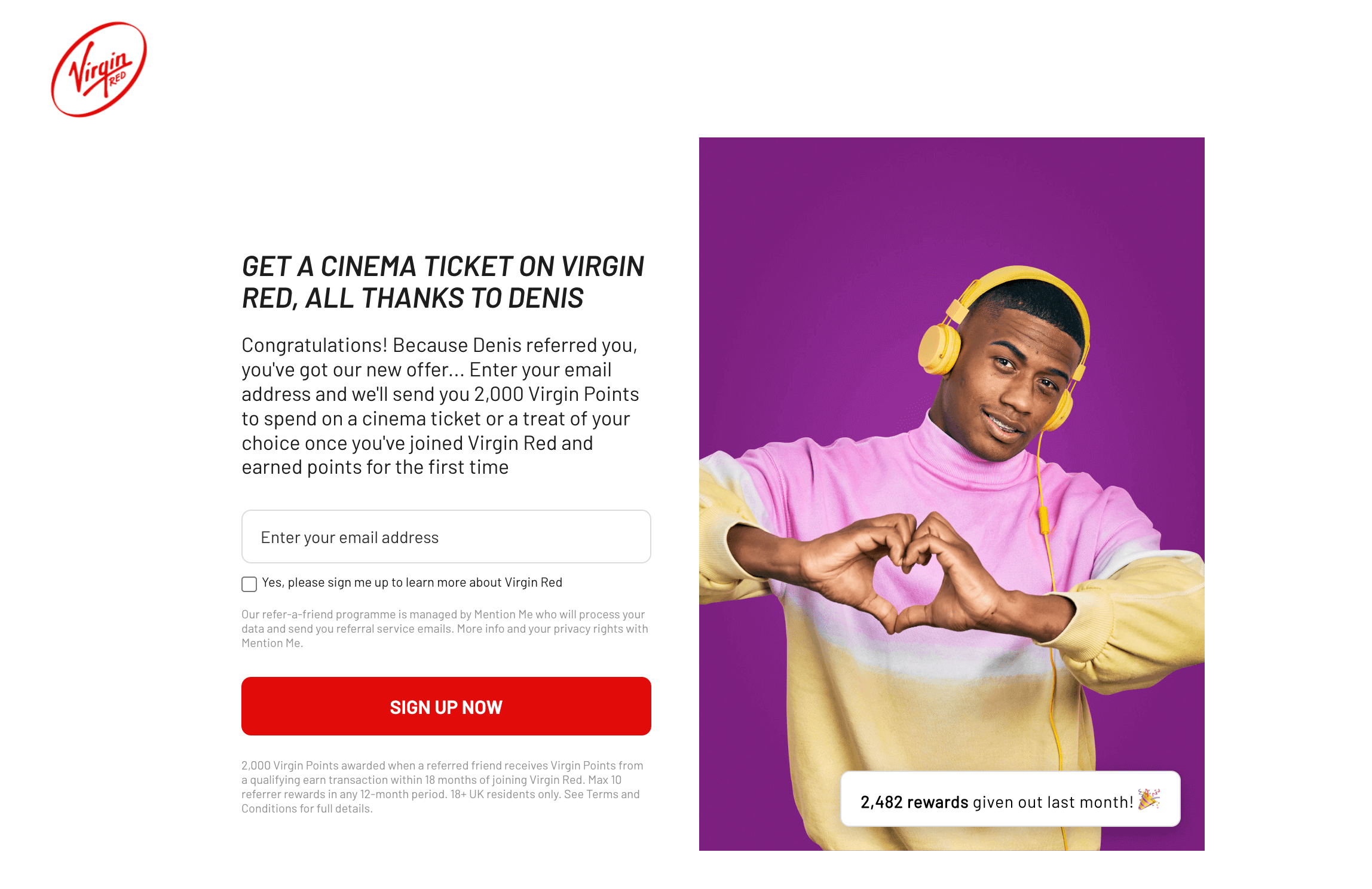 Virgin Red boosted new user bonus – claim 2,000 Virgin Points (£10) with this Virgin Red referral link before 22 August 2025.

