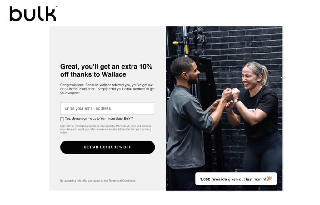 Bulk™ referral link to get 10% off your first order. Works on protein, creatine, snacks and more.