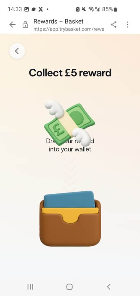 Trybasket Collect £5 reward - referral invitation