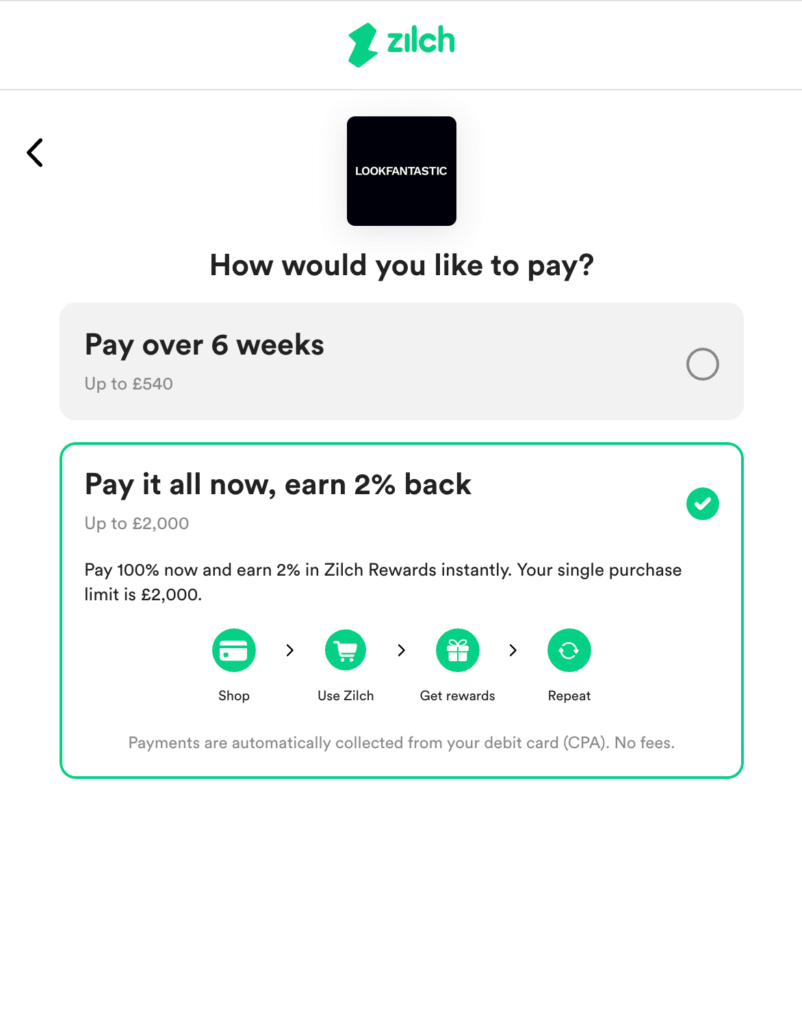 lookfantastic
Pay with Zilch for 2% card cashback
