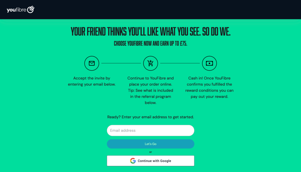 Get £75 cash when you switch to YouFibre broadband using this referral link. Fast speeds up to 8000 Mbps and UK support. No code needed – just click to claim.