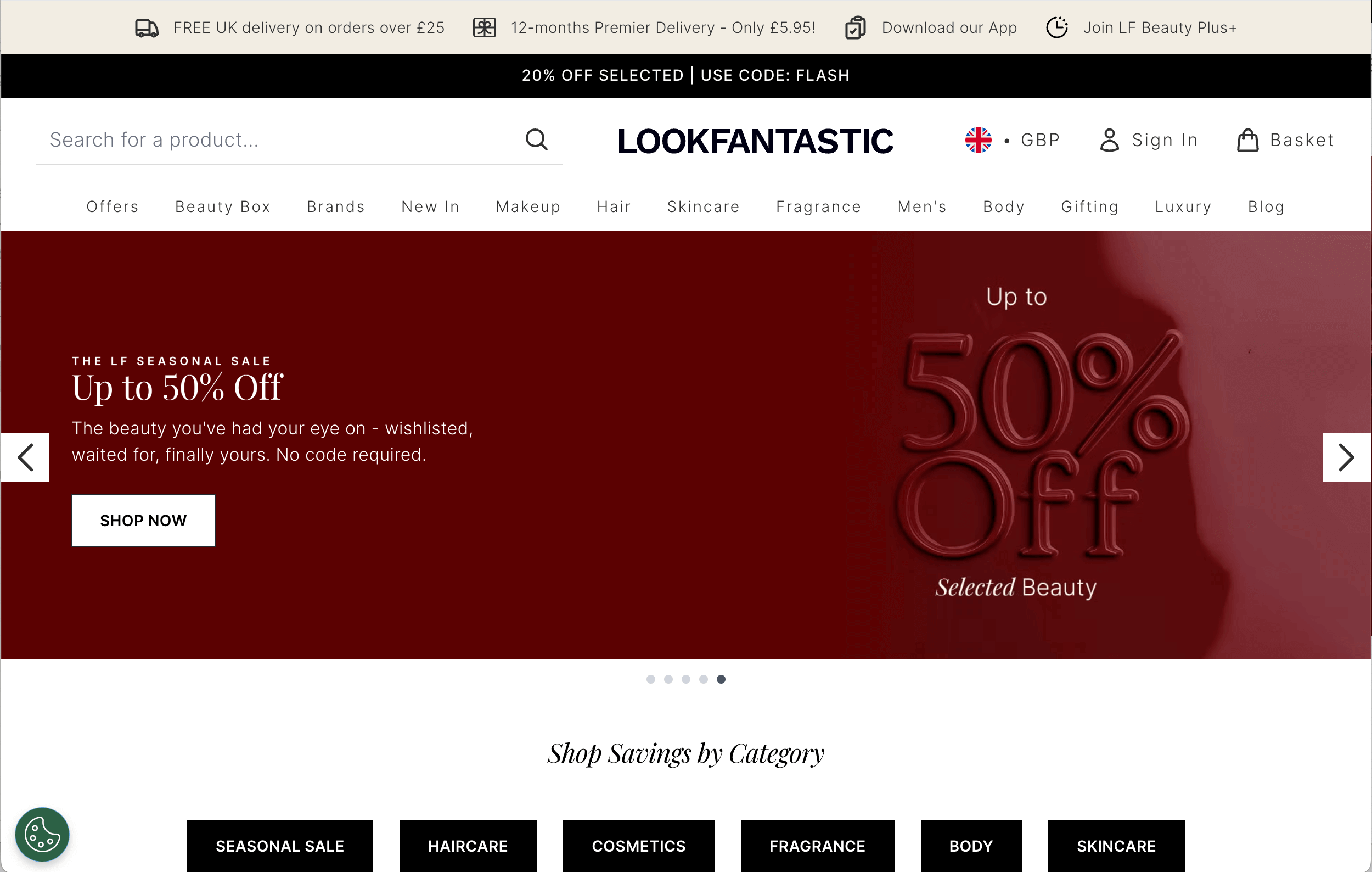 January sales LookFantastic 2026 showing beauty products with extra discounts and cashback savings
