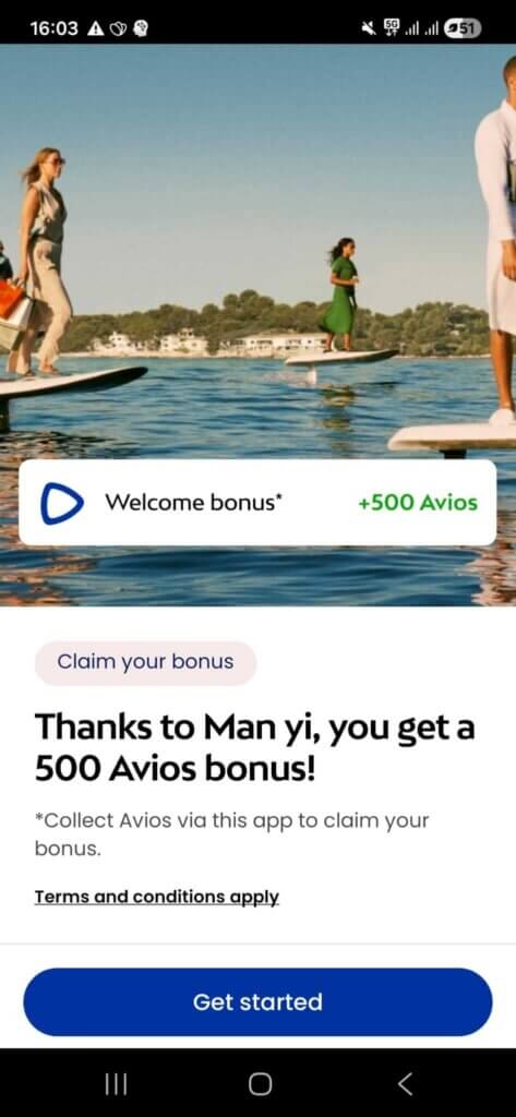 Claim your welcome bonus of 500 Avios