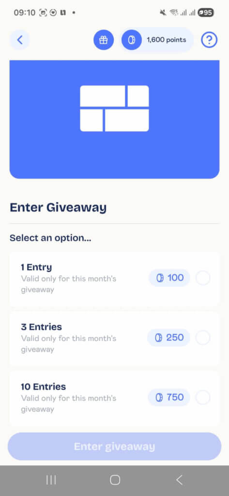 Brick Rewards Monthly giveaway