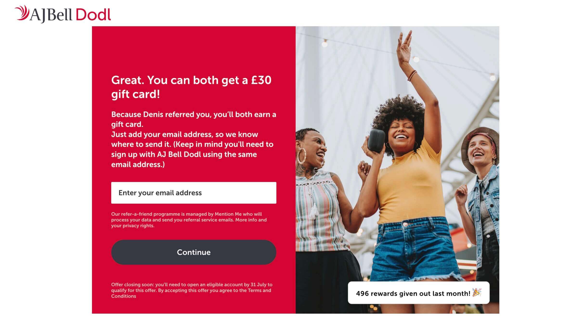 Use a Dodl referral link to receive a £30 voucher when you deposit and invest £500 into an eligible ISA, Junior ISA or SIPP.