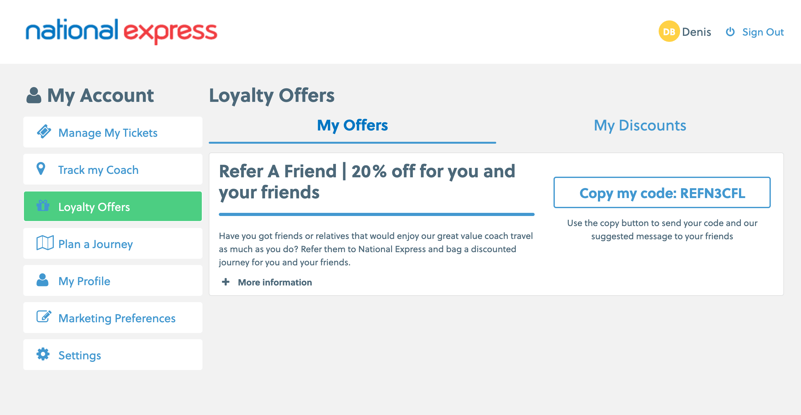 Use my National Express referral code to get 20% off your next coach journey. Find out how the Refer a Friend offer works and claim your discount today.