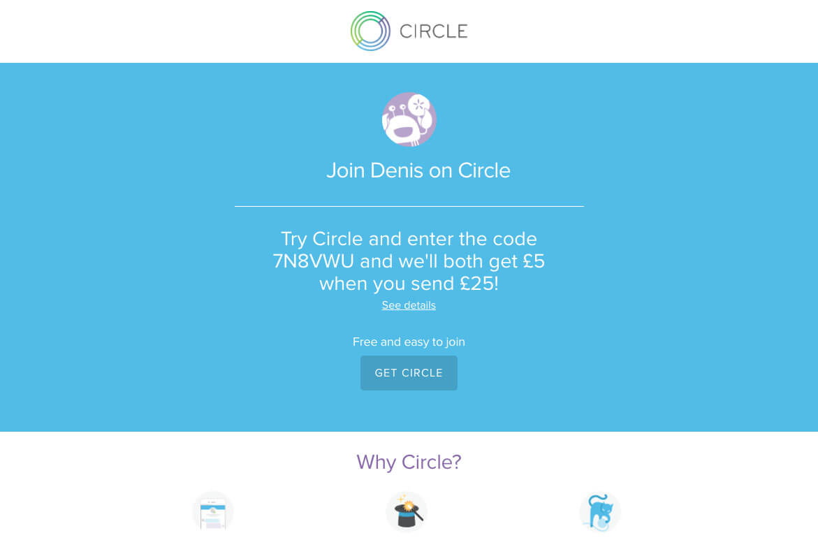 circle refer a friend code offer