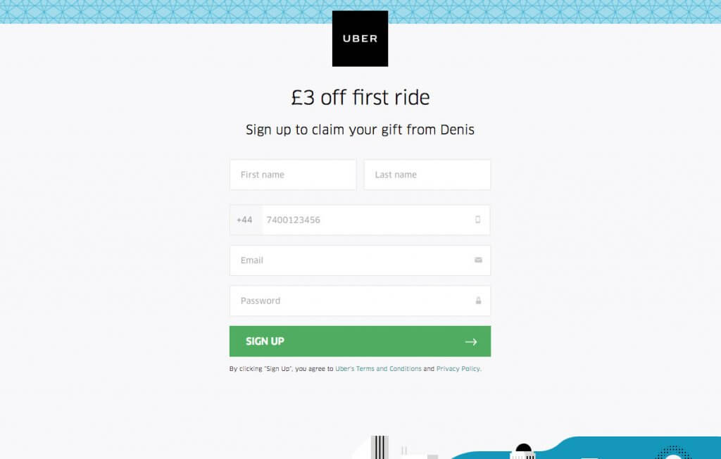 Uber referral code, voucher for your first Uber ride with this referral