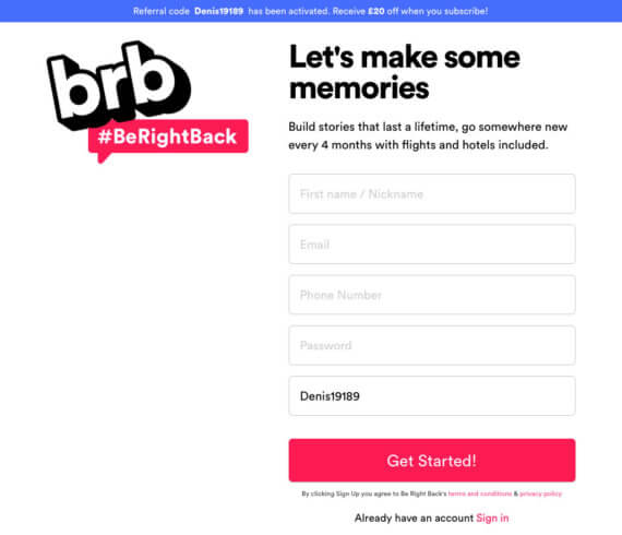 Be right back referral code Denis19189