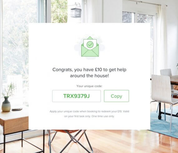 Taskrabbit referral code UK - £10 free credit