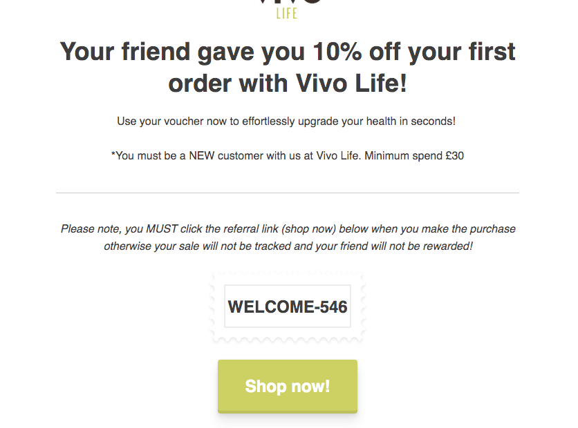 Vivo life Refer a friend offer 10 discount vivolife