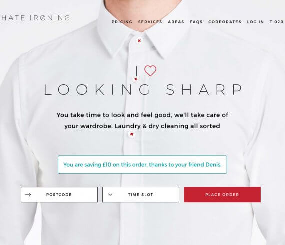 I hate ironing promo code £10 on a first order - refer a friend offer referral code deni4gv