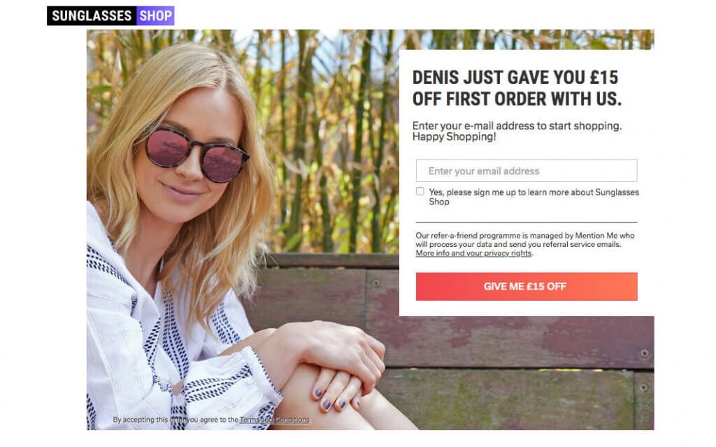 Sunglasses shop referral code £15 off - refer a friend program