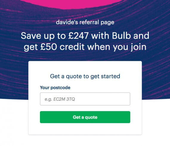 Bulb referral code - refer a friend offer - UK - green energy supplier bonus when you join