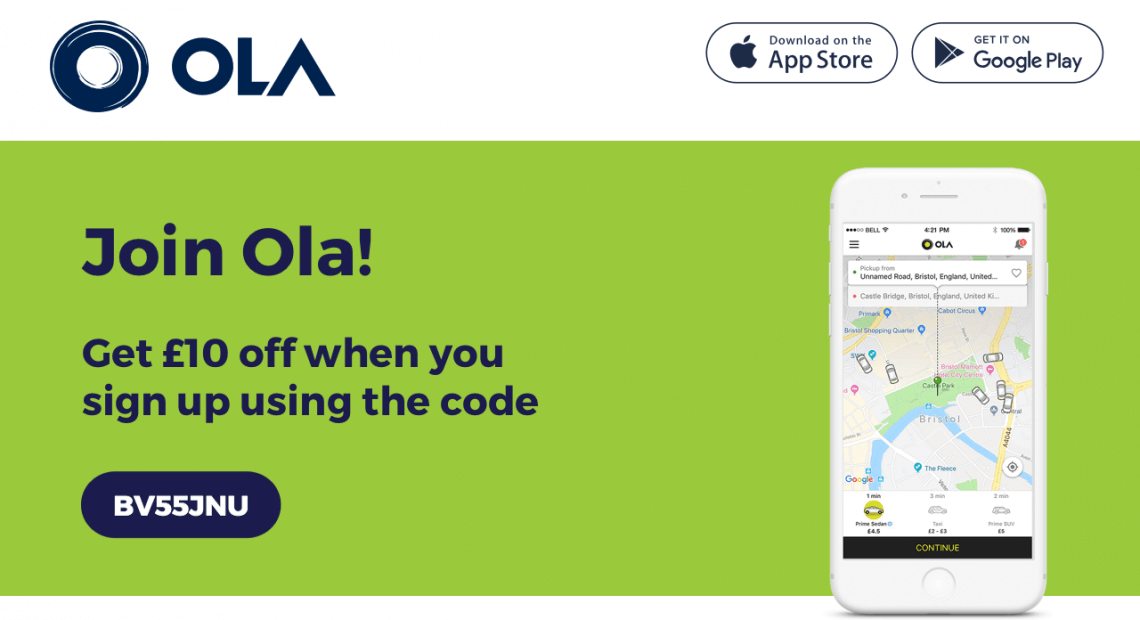 Ola Cabs Referral Code 10 Off Promo Code Ola Uk Taxi Ride In London