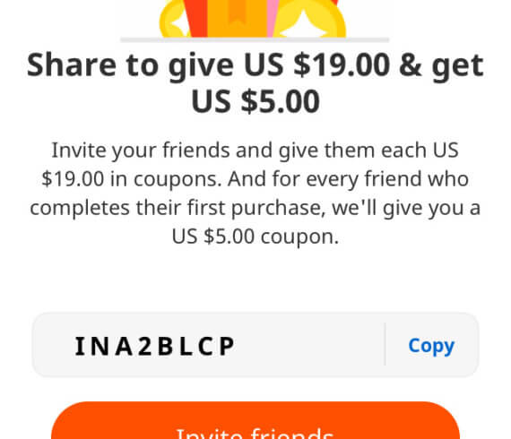 Aliexpress invite code $19 coupons for new users - refer a friend 2020