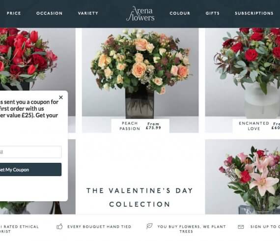 Arena Flowers referral code discount 20% off first order with refer a friend Arena Flowers invite 2020
