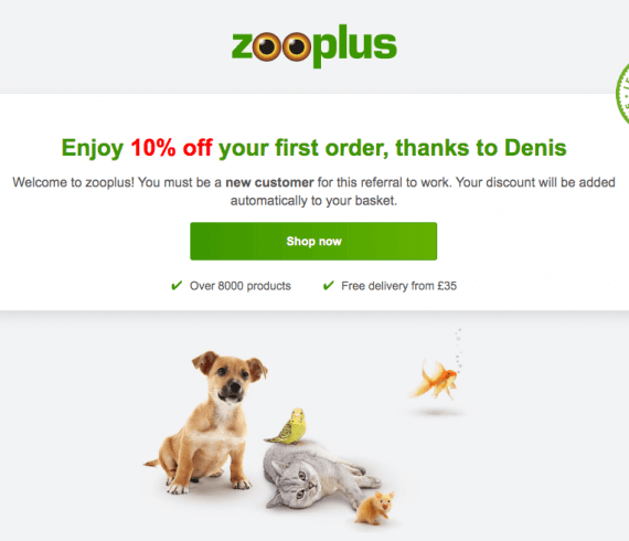Zooplus code coupon 10% - refer a friend offer. Use this invite link to shop at zooplus and enjoy a discount on your first order.